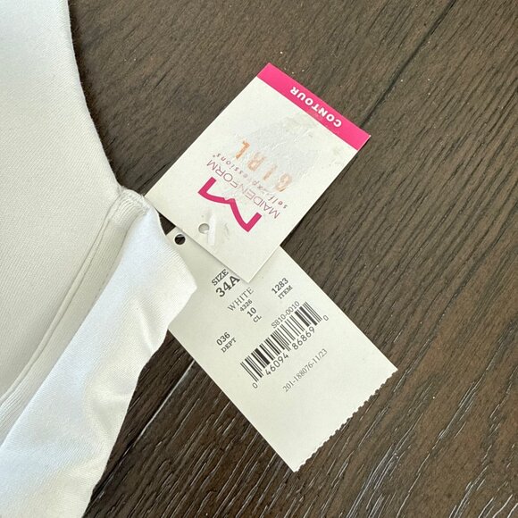 Maidenform Girl size 36A Contour Racerback Lace White Bra NEW - Picture 3 of 6
